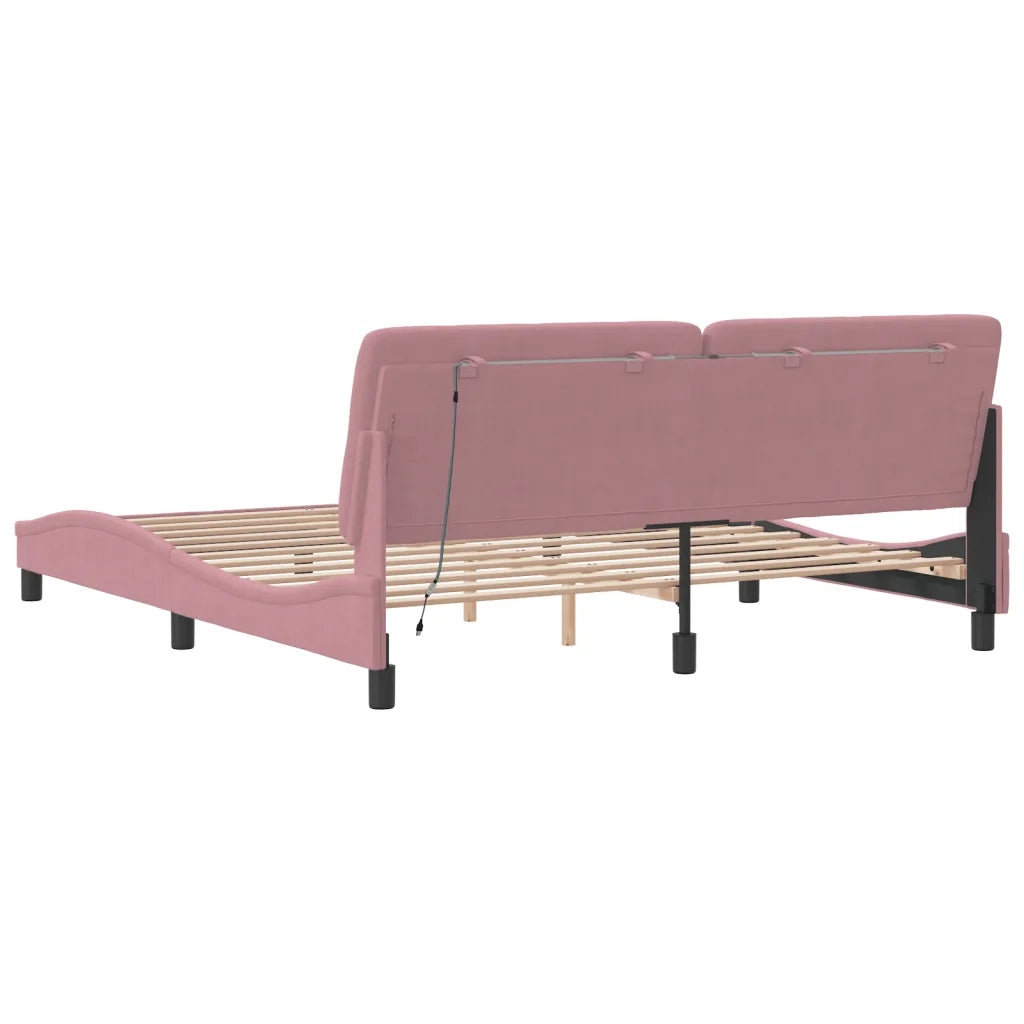 Giroletto con LED senza Materasso Rosa 180x200 cm in Velluto 3213872