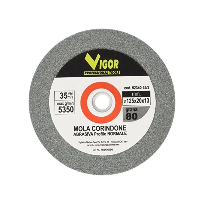 Vigor Blinky 8011779365742 Mola Abrasiva Corindone A96 Grana 80 125x20x13 mm per Metalli