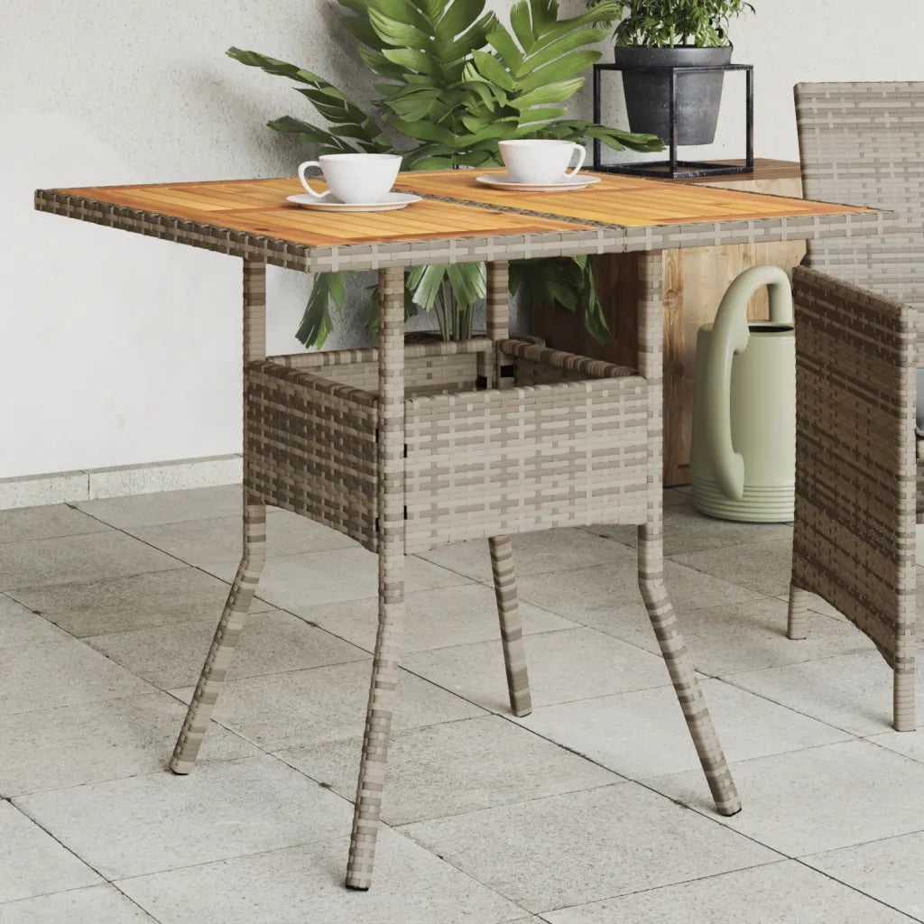 Tavolo Giardino Piano Legno Acacia Grigio 80x80x75cm Polyrattan 365520