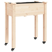 Fioriera | Cassetta per fiori | Vaso con Ruote e Fodera 71x37x80 cm Legno Massello di Abete