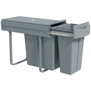 Pattumiera estraibile con 2 contenitori rimovibili ¨C Xylo ¨C 30L (20L+10L) grigio metallo