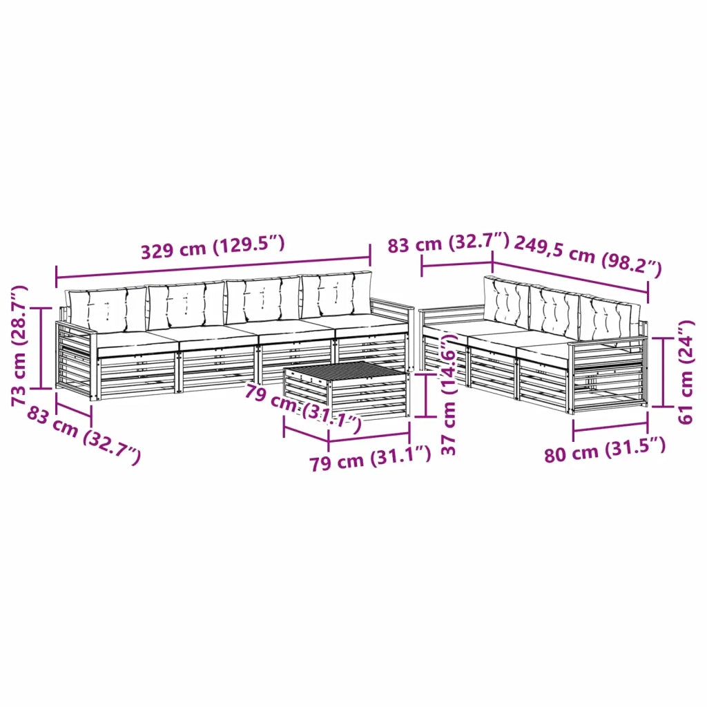 Set di divani da esterno 8 pz Bianco e Crema Poliestere 3390175