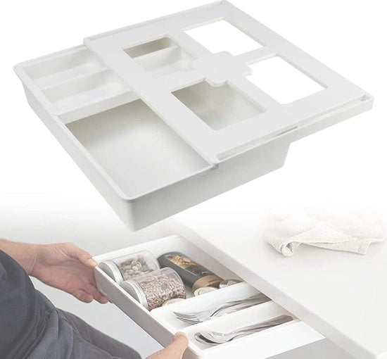 Sotto il tavolo, grande cassetto autofissante, organizzatore, scatola di archiviazione, sotto il pavimento, cassetto, cassettiera nascosta con due contenitori per ufficio, scuola, casa