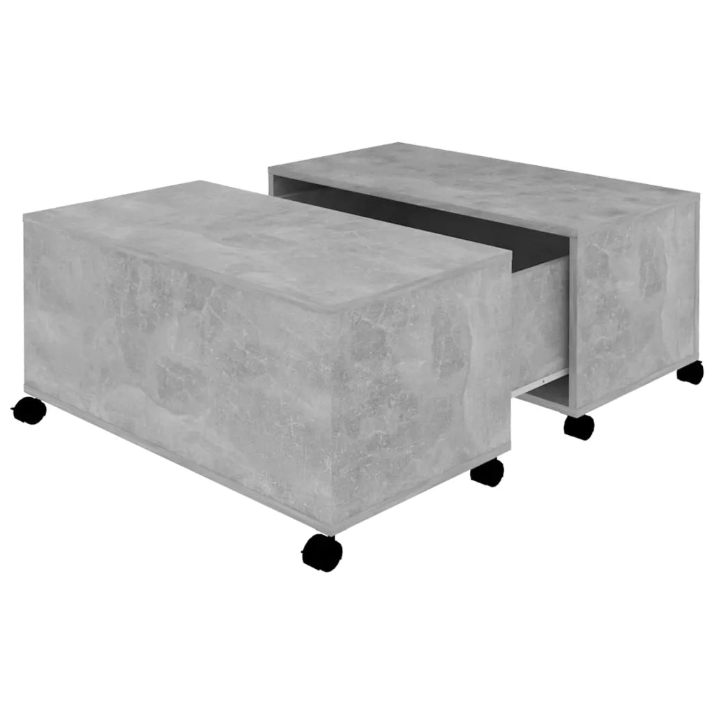 Tavolino da Salotto-Tavolino da soggiorno-Tavolo Grigio Cemento 75x75x38cm Legno Multistrato