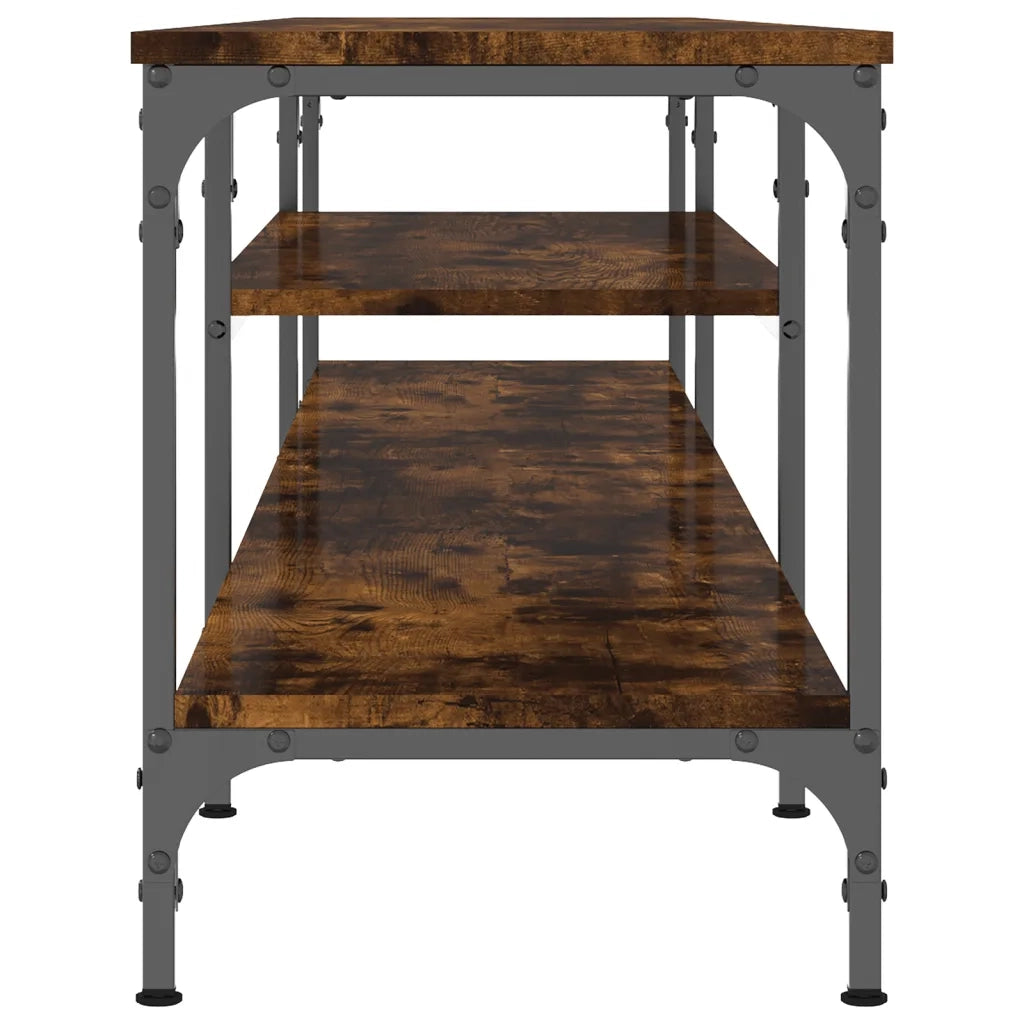 Mobile TV-Credenza per TV-Console TV Rovere Fumo 201x35x45 cm in Legno Multistrato e Ferro