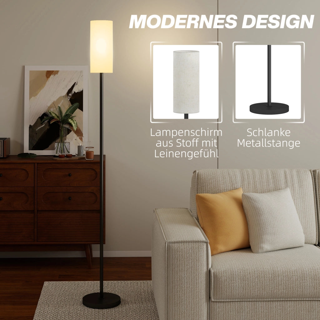 Lampada da Terra ¨C Xylo ¨C Paralume Effetto Lino Bianco con Interruttore a Pedale