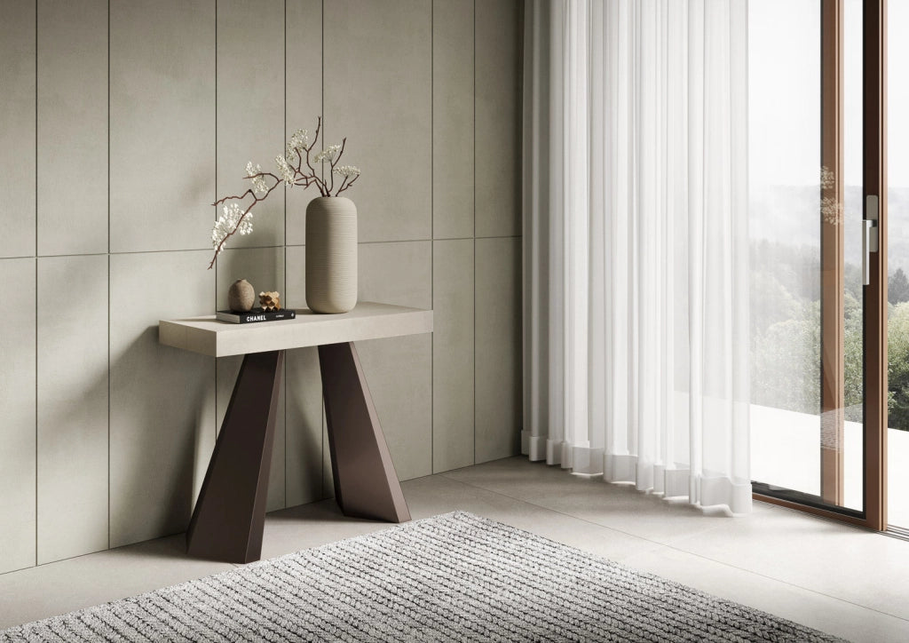 Consolle Allungabile 90-300x40x77 cm Diamante Premium Cashmere Telaio Orso