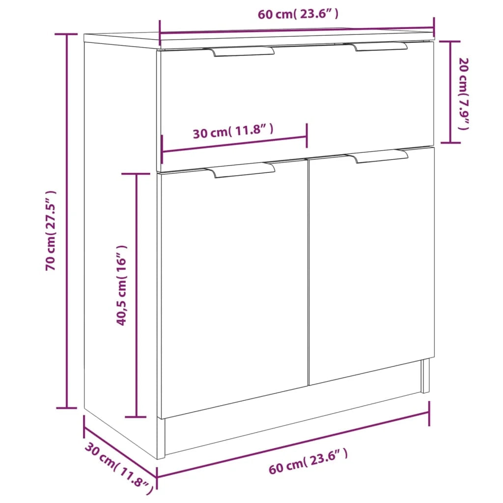 Buffet credenza cassettiera armadio mobile contenitore organizer per cucina soggiorno salotti 3 pezzi legno ingegnerizzato Sonoma marrone 02_0037101