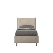 Letto singolo con rete imbottito 80x200 microfibra sabbia Appia