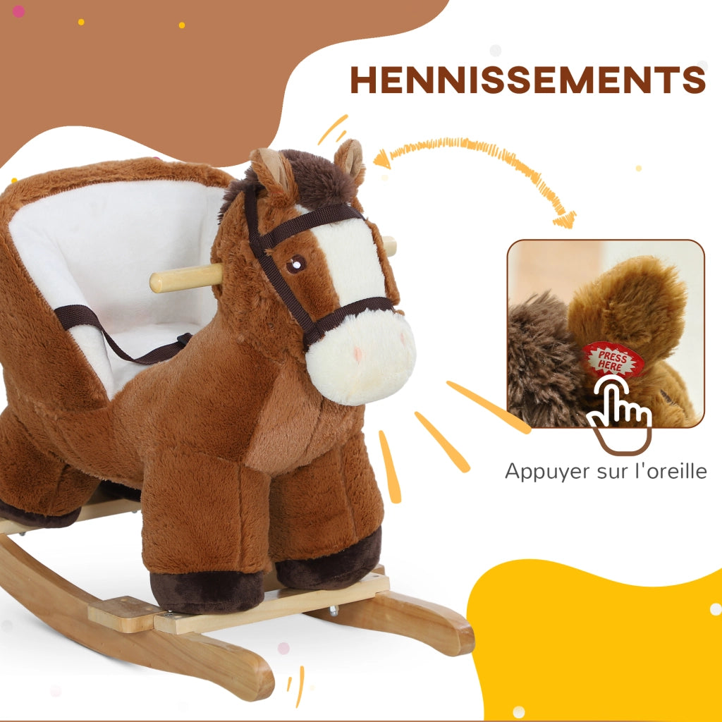 Cavallo a Dondolo per Bambini ¨C zephmum ¨C Base Legno con Sicurezza e Sonoro