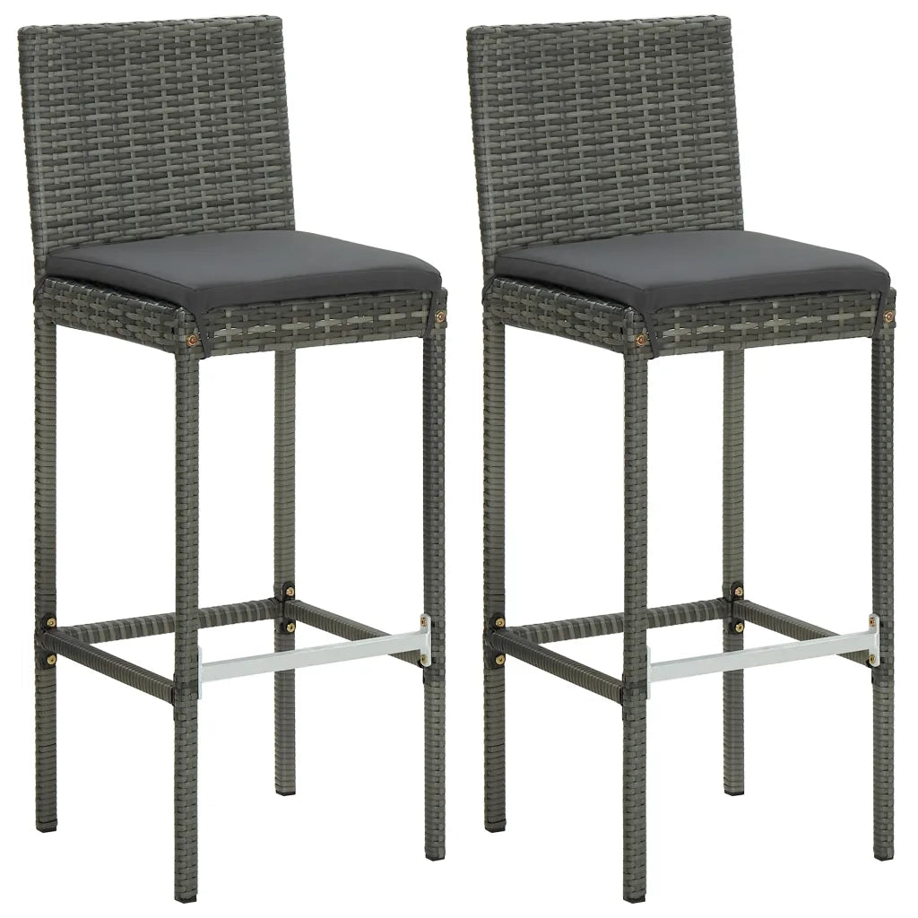 Set da Bar da Giardino 3 pz con Cuscini in Polyrattan Grigio