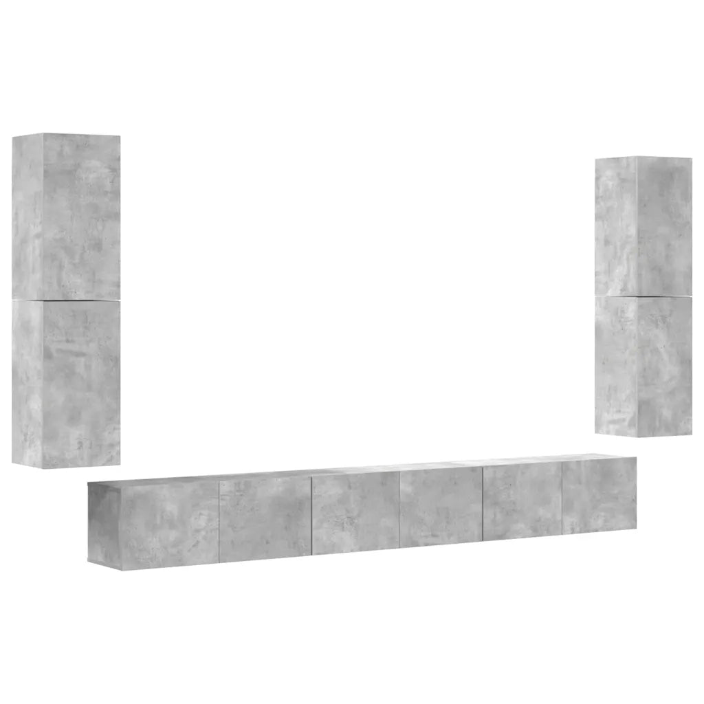 Set di Mobili Porta TV 7 pz | Armadietto TV | Mobile Porta TV Grigio Cemento in Legno Multistrato