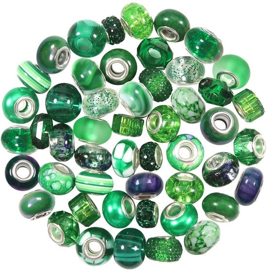 50 pezzi di perle di plastica verde per gioielleria