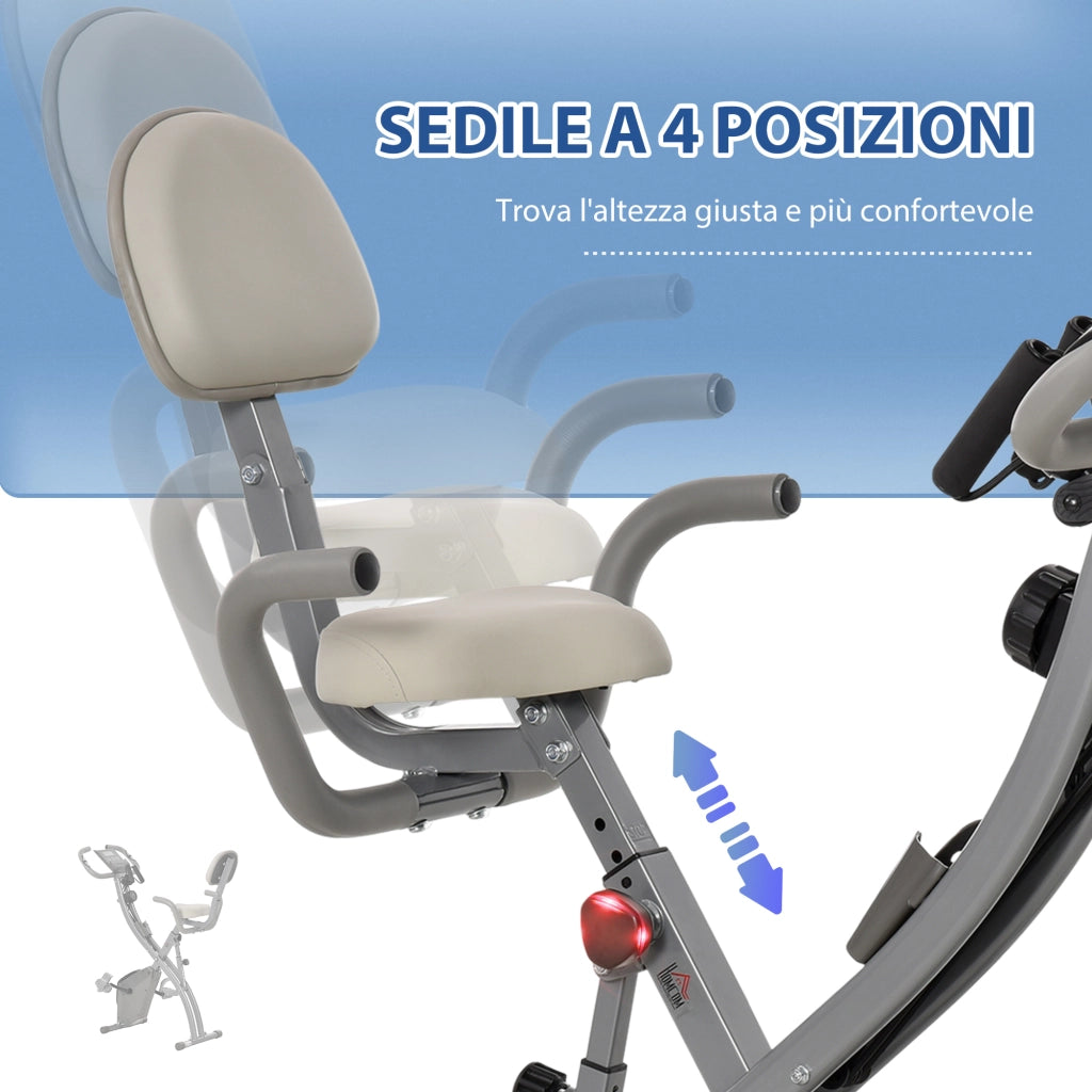 Cyclette Pieghevole 2 in 1 con Sensore Frequenza Cardiaca ¨C Minimal ¨C Grigio
