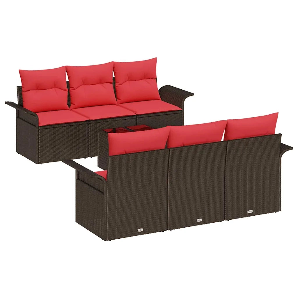 Set Divano da Giardino con cuscino 7 pcs Beige Rosso 3353923