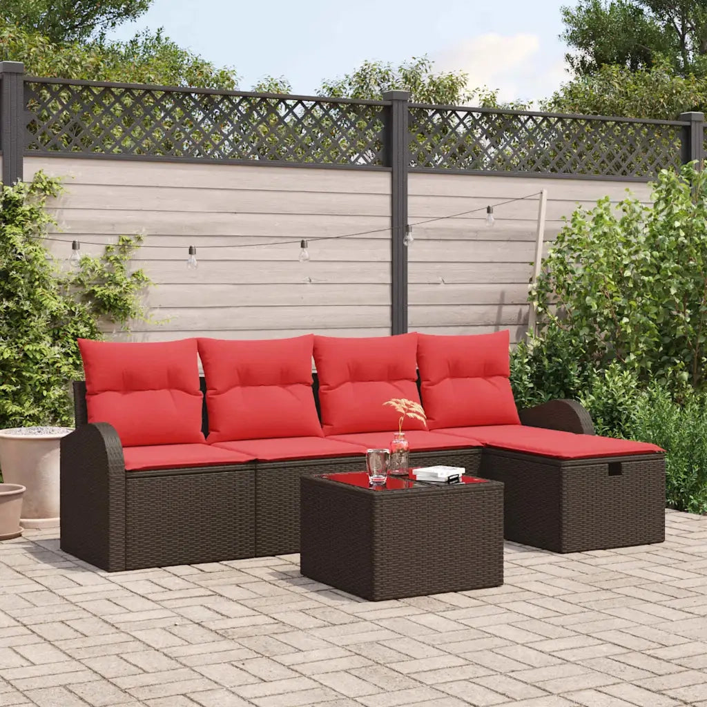 Set Divano da Giardino con cuscino 6 pcs Marrone polyrattan 3360405