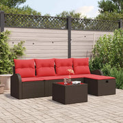 Set Divano da Giardino con cuscino 6 pcs Marrone polyrattan 3360405