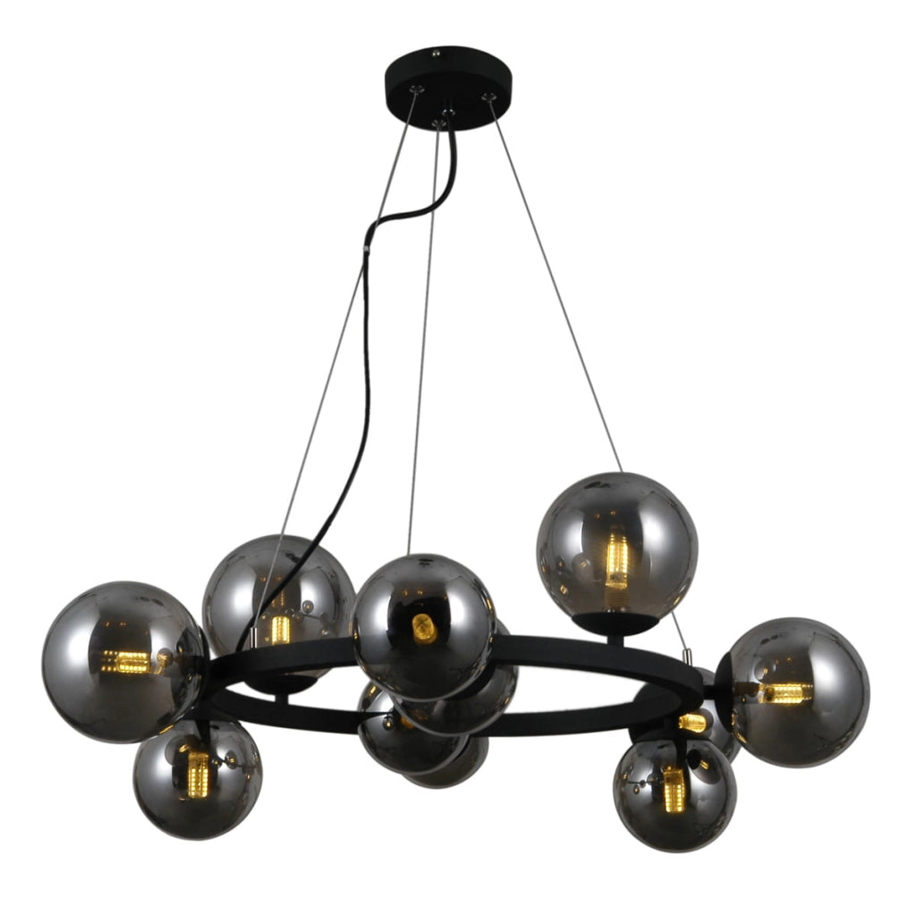 Lampadario Italux Montora moderno nero satinato 11xG9