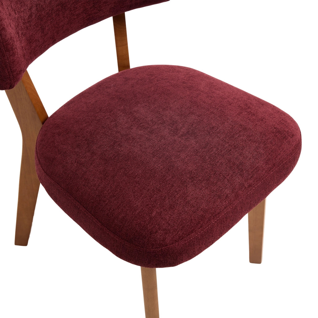 Sedia da pranzo Set di 2 con Schienale Ergonomico e Seduta Imbottita in Legno Rosso Vino 54.5 × 47 × 77 cm