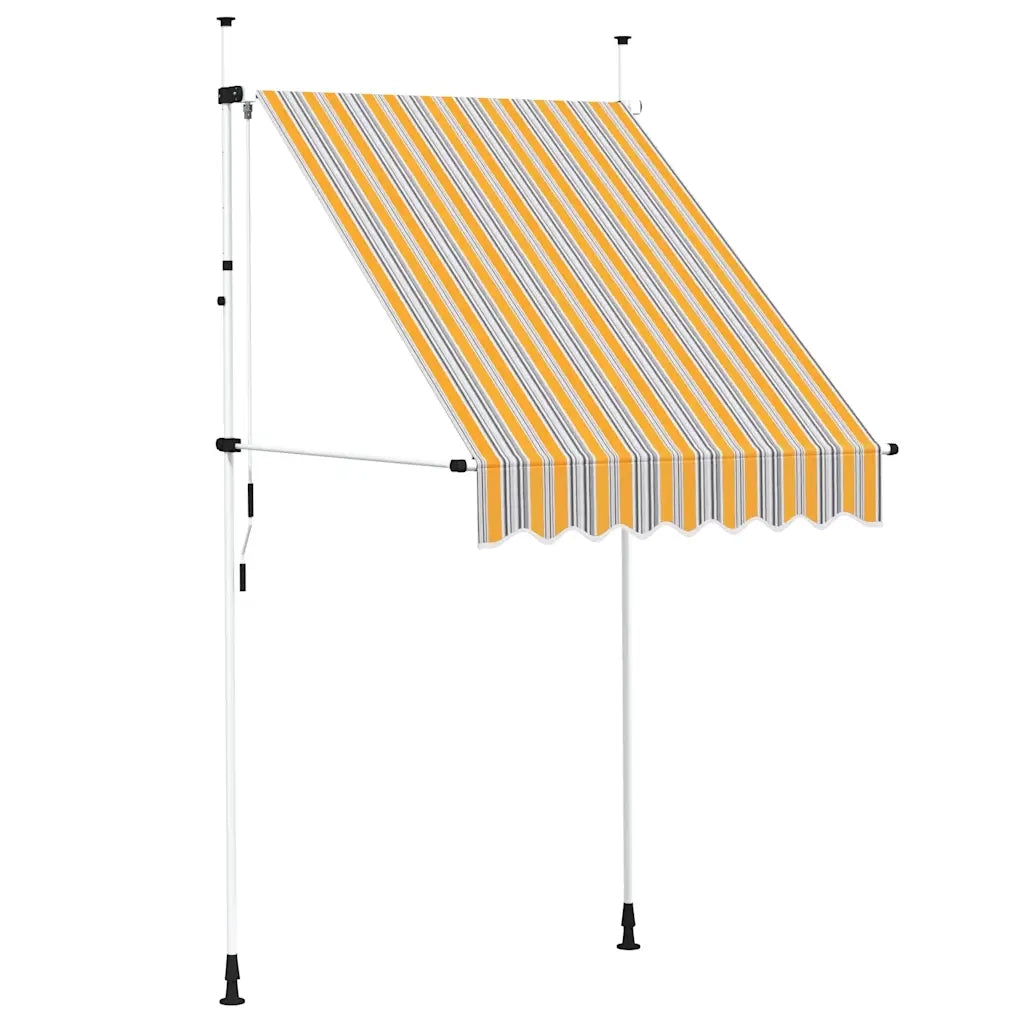 Tenda da Sole Retrattile Manuale 150 cm a Strisce Blu e Gialle 43225