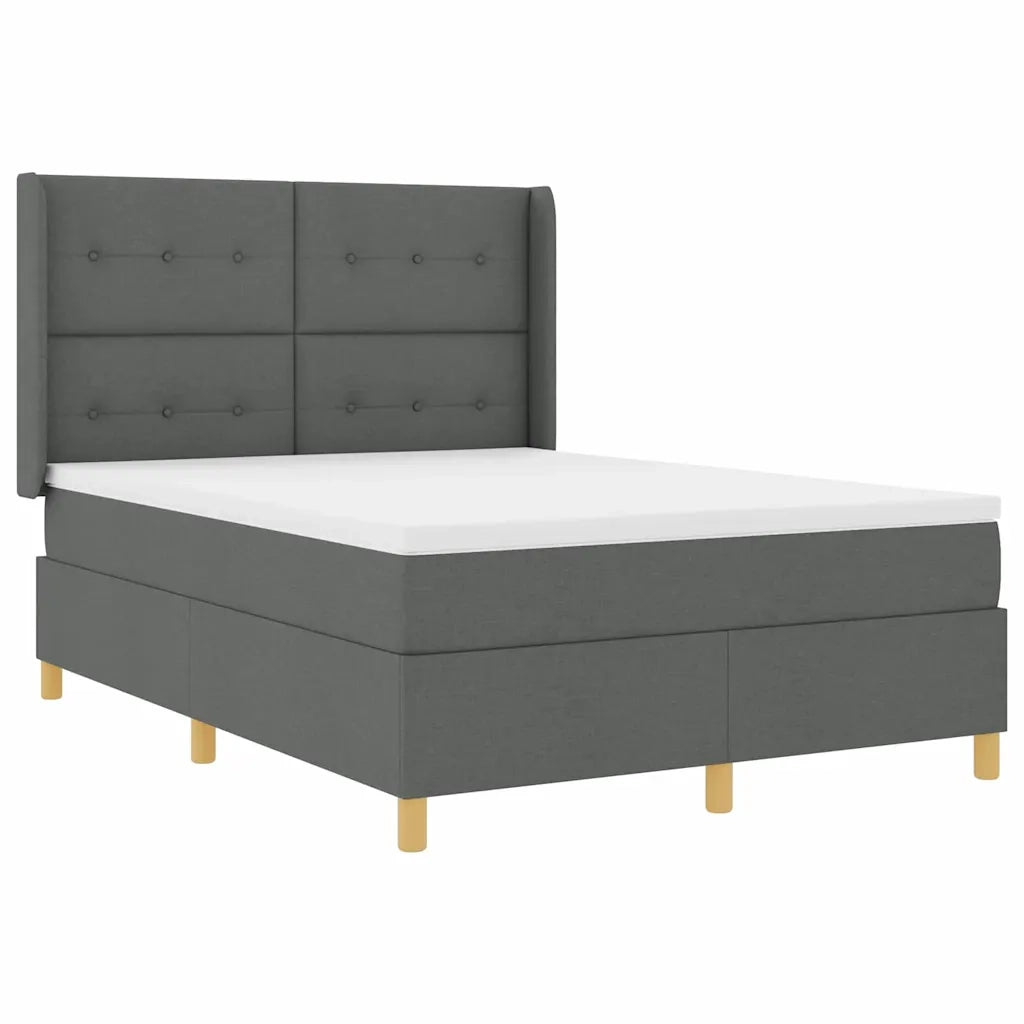 Letto a molle con materasso Grigio 140 x 190 cm Tessuto