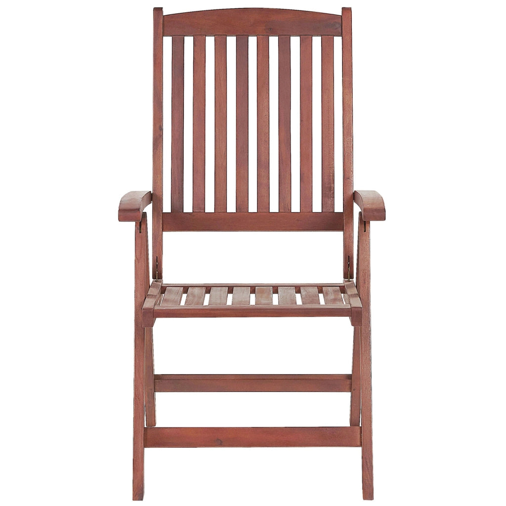 Set di 6 sedie da giardino in legno di acacia cuscino rosso regolabile pieghevole per esterni in stile rustico country