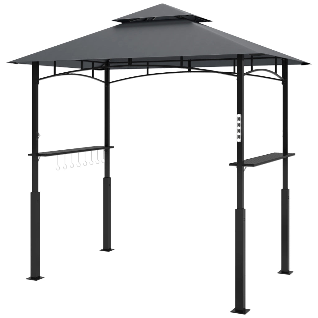 Gazebo da Giardino con Griglia e Ripiani ¨C Zephmum ¨C Grigio 243x148x248 cm