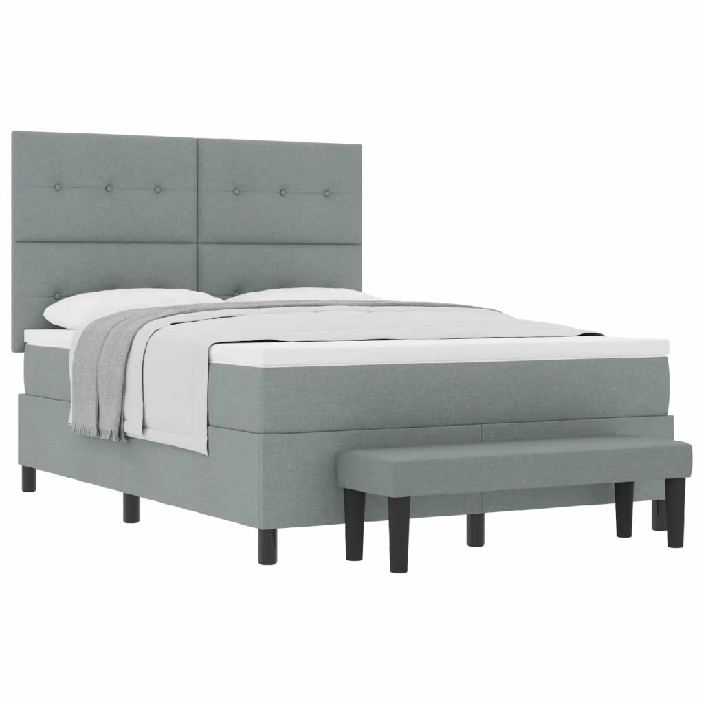 Letto a molle con materasso Grigio chiaro 140 x 200 cm Tessuto