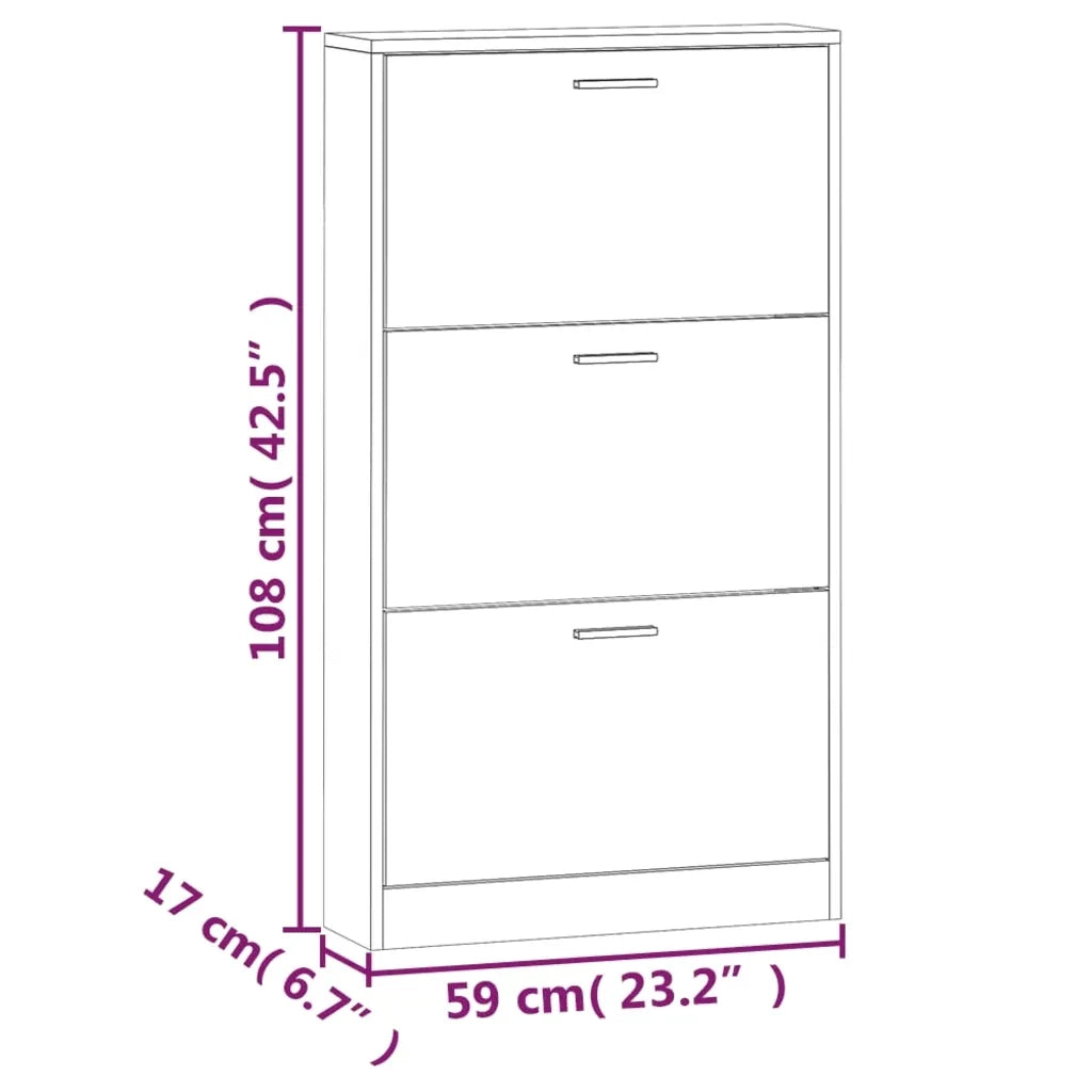 Scarpiera-Scaffale per scarpe Bianco Lucido 59x17x108 cm in Legno Multistrato