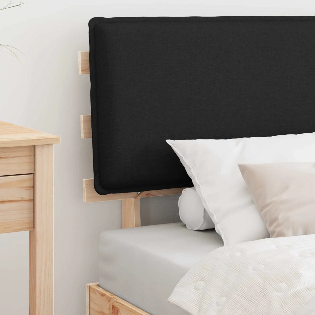 Letto singolo | Letto per adulti | Letto con Testiera Rivestita Nero 90 x 200 cm Pino massello