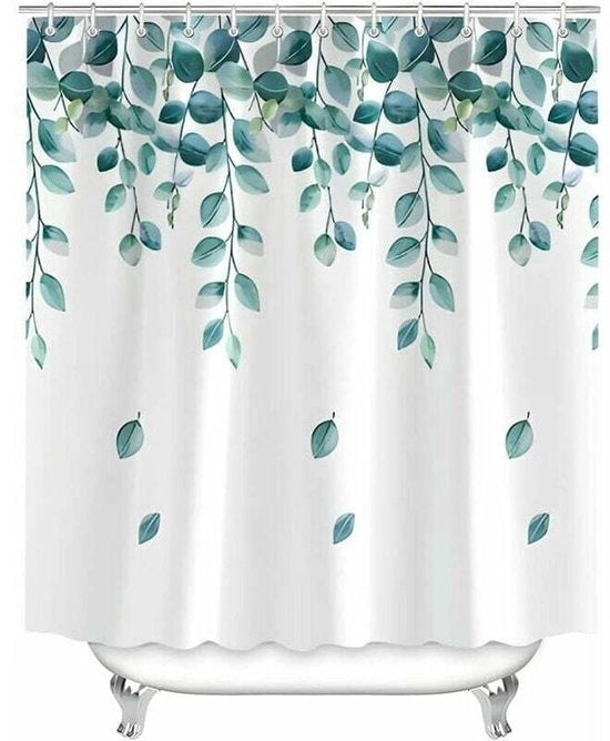Douchegordijn 120 x 200 cm, foglie verdi, pianta, zoom pesante, anti-muffa, tessuto impermeabile all'acqua, poliestere lavabile, tende da bagno per la cabina doccia, vasca da bagno con 8 anelli per tende.