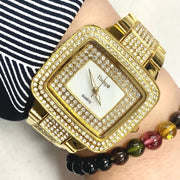 Trade Shop - Orologio Da Polso Donna Al Quarzo Tivaye Cinturino In Acciaio Brillantini Dorato -