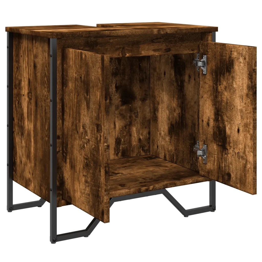 Mobile Lavabo Bagno-Armadietto da bagno Rovere Fumo 60x35x60 cm Legno Multistrato