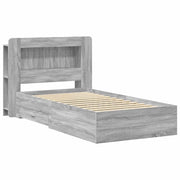 Letto singolo | Letto per adulti | Telaio del letto con storage Sonoma grigio 100 x 200 cm