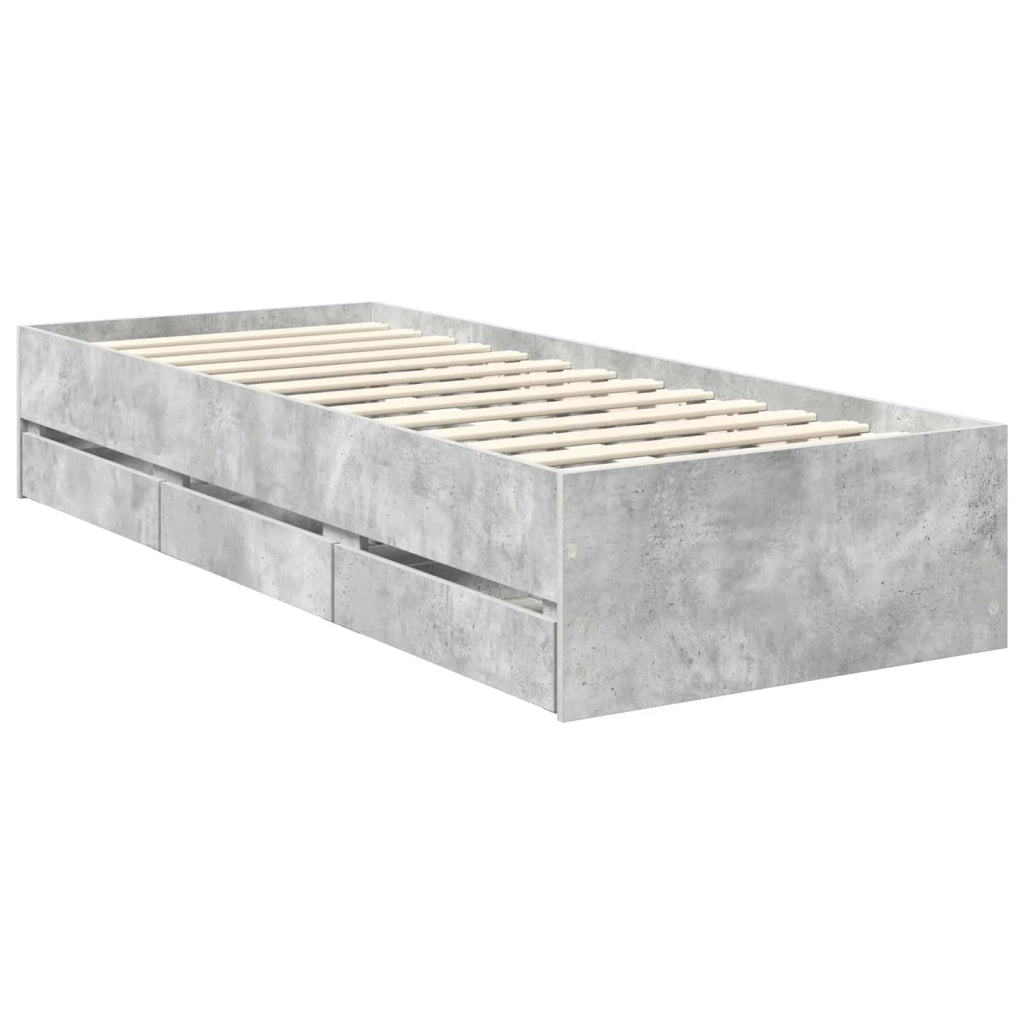 Struttura del letto con cassetto Grigio cemento 75 x 190 cm 3410759