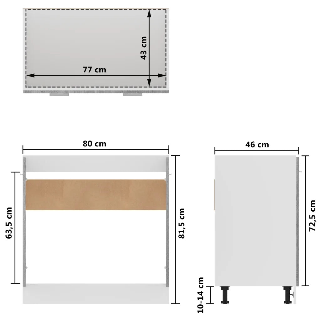 Mobiletto “Lyon” Grigio Sonoma 80x46x81,5 cm 815565