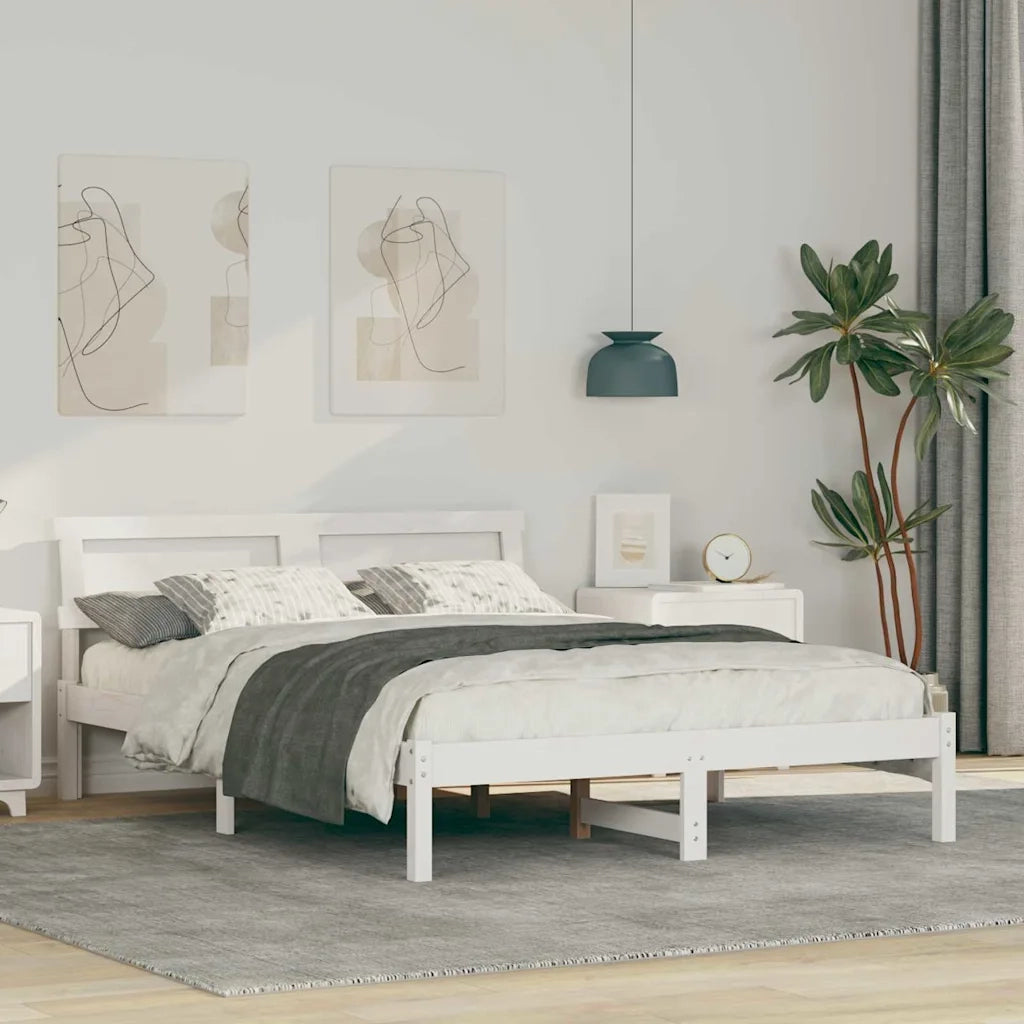 Letto matrimoniale | Letto per adulti | Struttura del letto Bianco 120 x 200 cm Pino massello