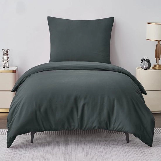 Set di copriletto - Set di biancheria da letto - Copri cuscino - Comfortevole sonno - Morbido - senza strappi - 155x220cm - Grigio