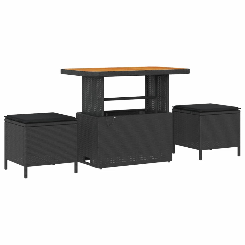Set Divano da Giardino con cuscino 11 pcs Nero Poly Rattan 3364839