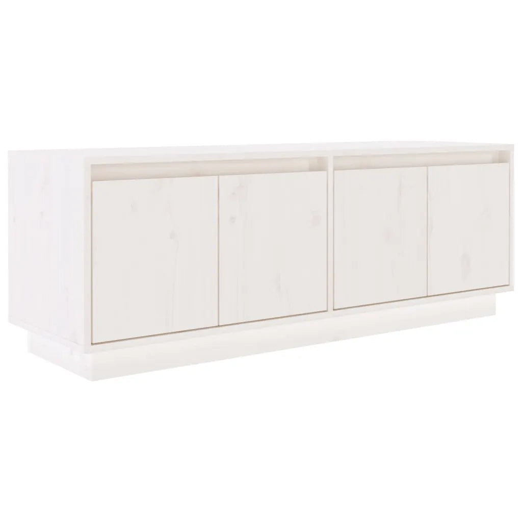 Mobile Porta TV Bianco 110x34x40 cm in Legno Massello di Pino