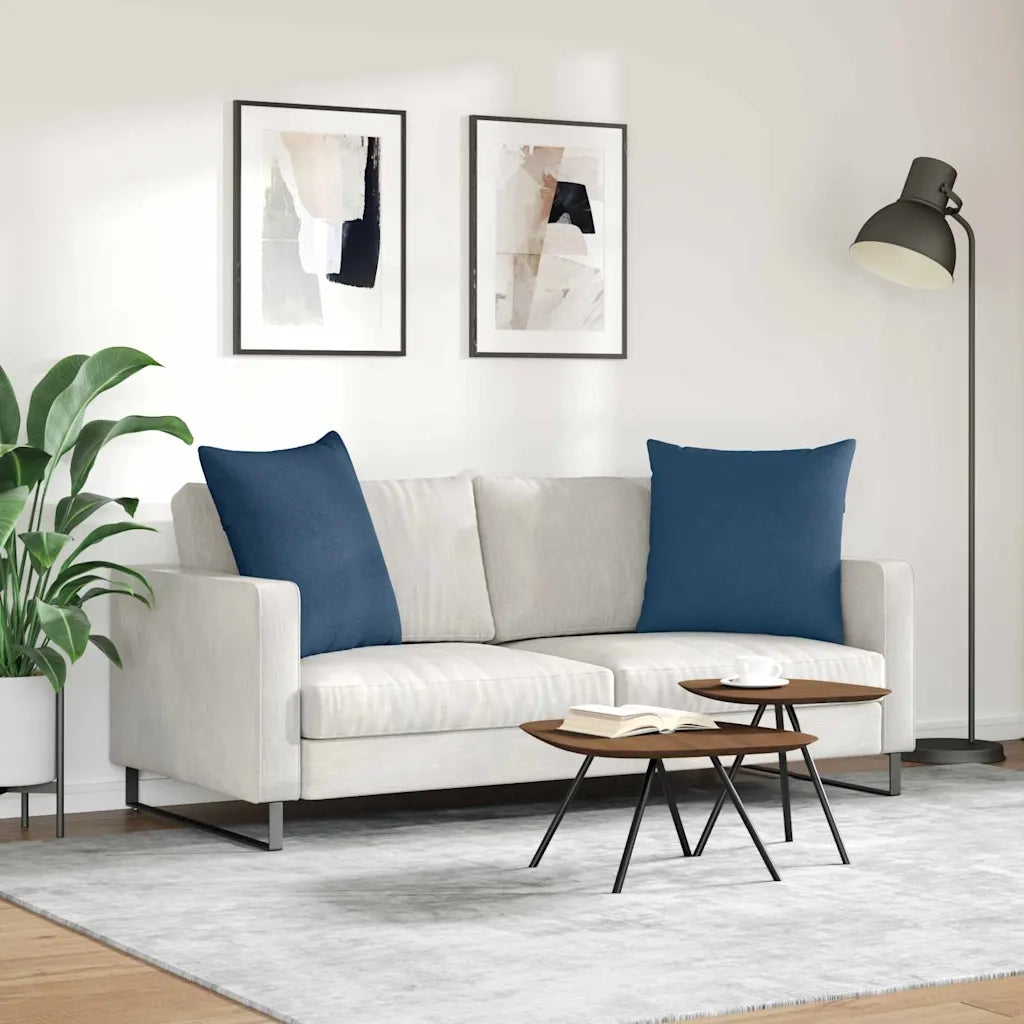 Cuscini da Divano 2 pz | Cuscini per sedie Blu 80 x 80 cm Tessuto