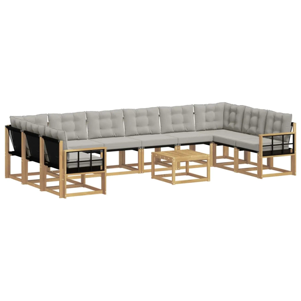Set di divani da esterno 11 pz Bianco e Grigio Chiaro 3389937