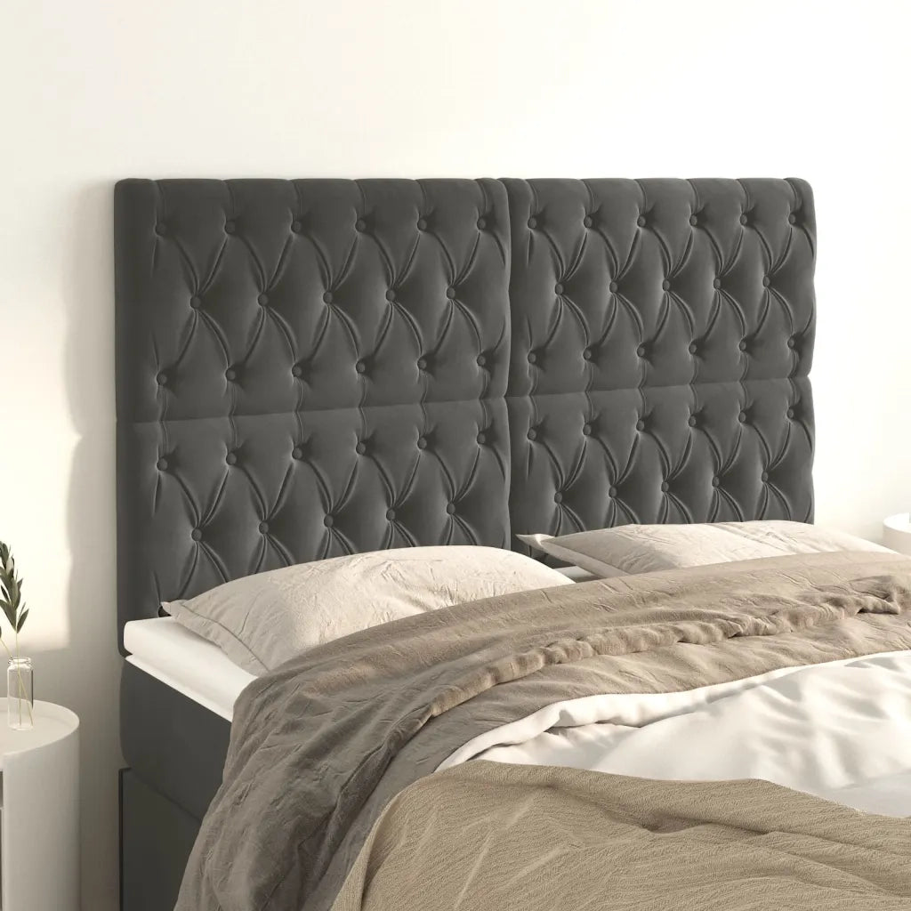 Testiera | Testata Grigio Scuro 160x7x118/128 cm Velluto