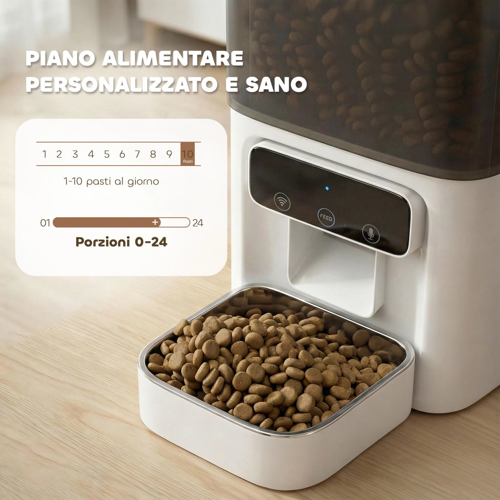 Distributore Cibo per Gatti Automatico ¨C Minimal ¨C Bianco 4.5L