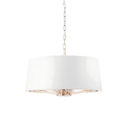Lampada a sospensione 3 luci catena nichel paralume bianco E14