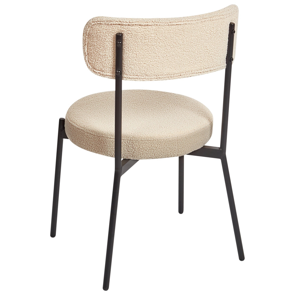 Set di 2 sedie per sala da pranzo Boucle beige chiaro Gambe in acciaio nero Sedute per sala da pranzo di design moderno