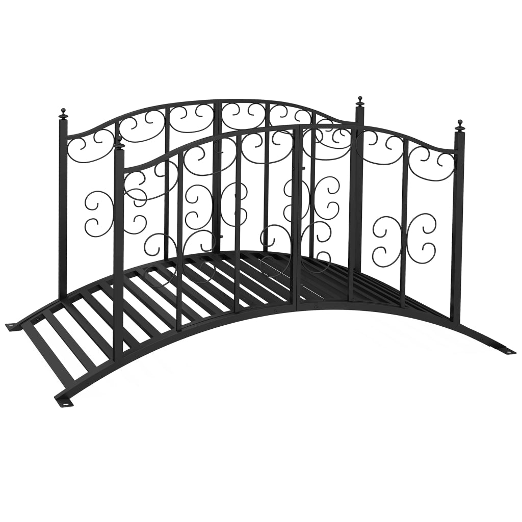 Ponte da Giardino ¨C Xylo ¨C Acciaio Nero con Ringhiere Laterali 119x67x70cm