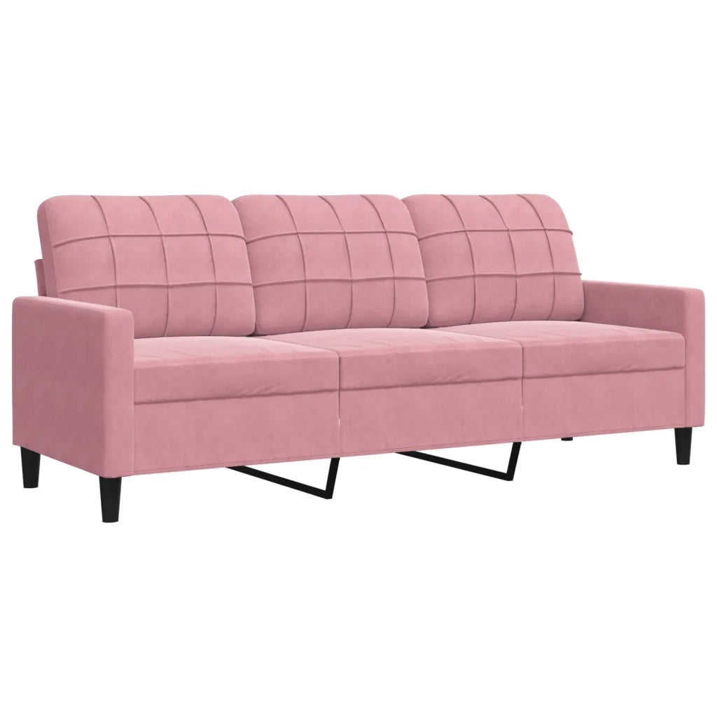 Set di Divani 3 pz con Cuscini rosa in Velluto