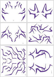 Set di adesivi per tatuaggi temporanei 6 pezzi, stili K-Pop, popolare set di adesivi per tatuaggi, merchandise anime K-Pop per Halloween, festival, festa, caccia, cosplay, bambini, adolescenti, adulti, colore blu.