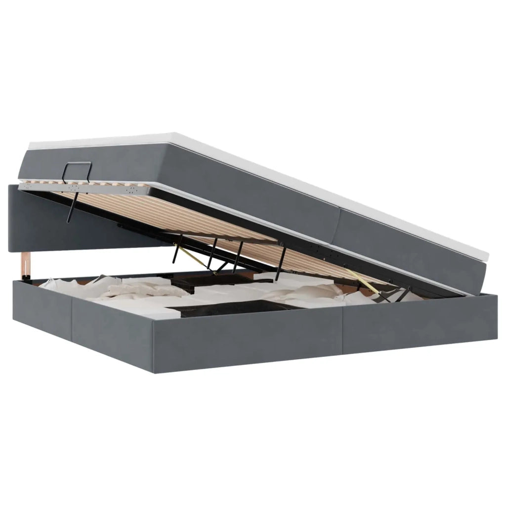 Letto con contenitore e LED Grigio scuro 200 x 200 cm Velluto 3371356